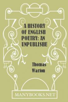 A History of English Poetry: an Unpublished Continuation by Thomas Warton