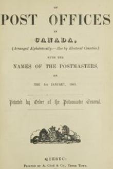 List of Post Offices in Canada 1865 by Canada. Post Office Department