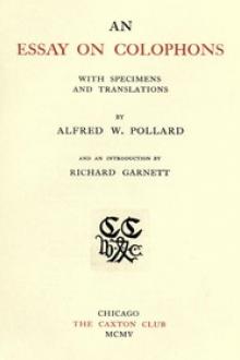 An Essay on Colophons by Alfred William Pollard