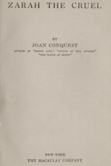 Zarah the Cruel by Joan Conquest
