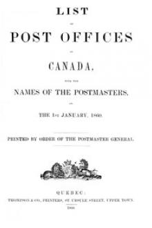 List of Post Offices in Canada 1860 by Postmaster General - Canadian Post Office
