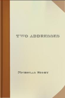 Two Addresses by Nicholas Rigby