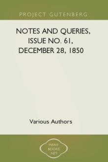 Notes and Queries, Issue No. 61, December 28, 1850 by Various